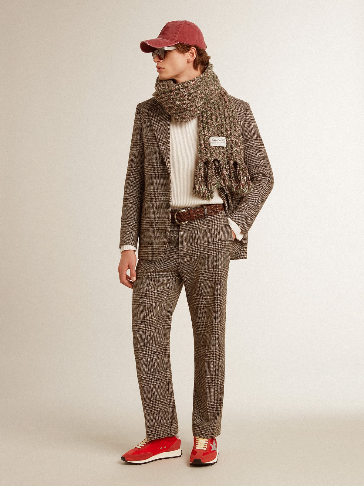 Golden Goose - Gray single-breasted blazer for men in houndstooth wool in 