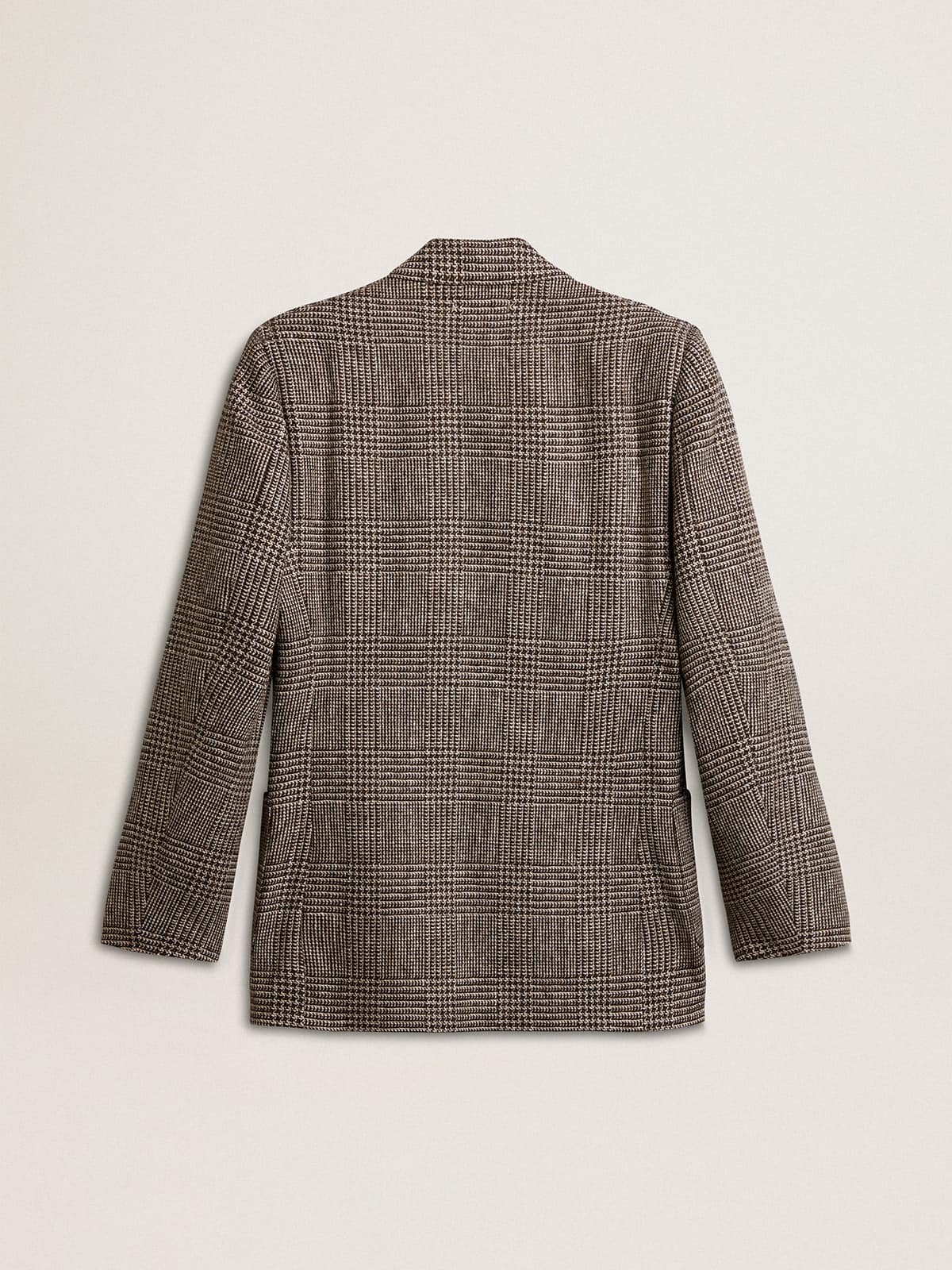 Gray single breasted blazer for men in houndstooth wool