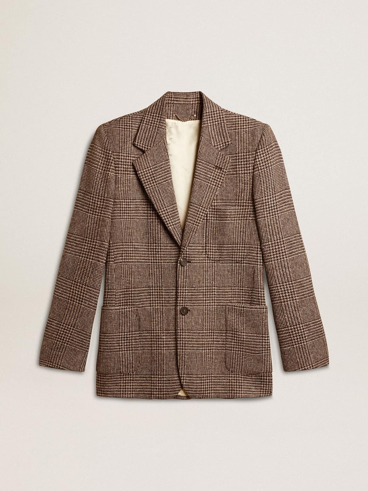 Golden Goose - Gray single-breasted blazer for men in houndstooth wool in 