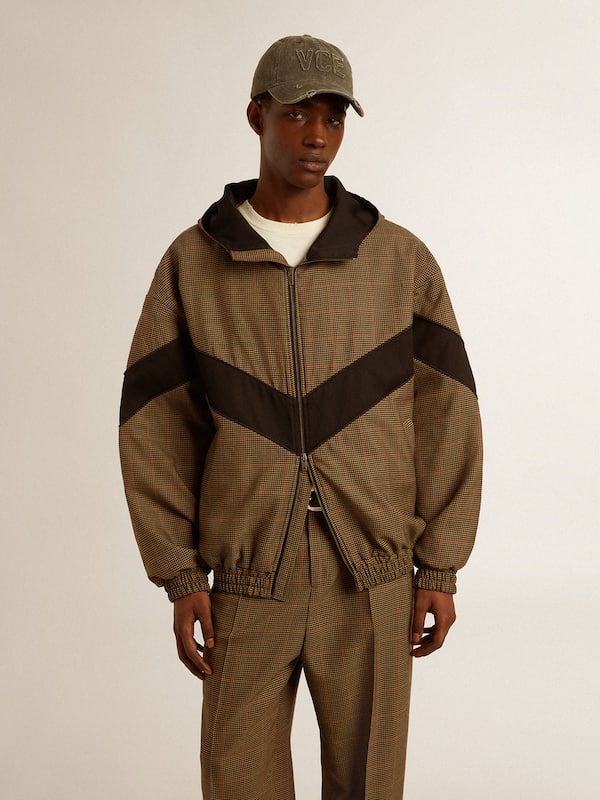 Golden Goose - Windcheater in beige and black houndstooth in 