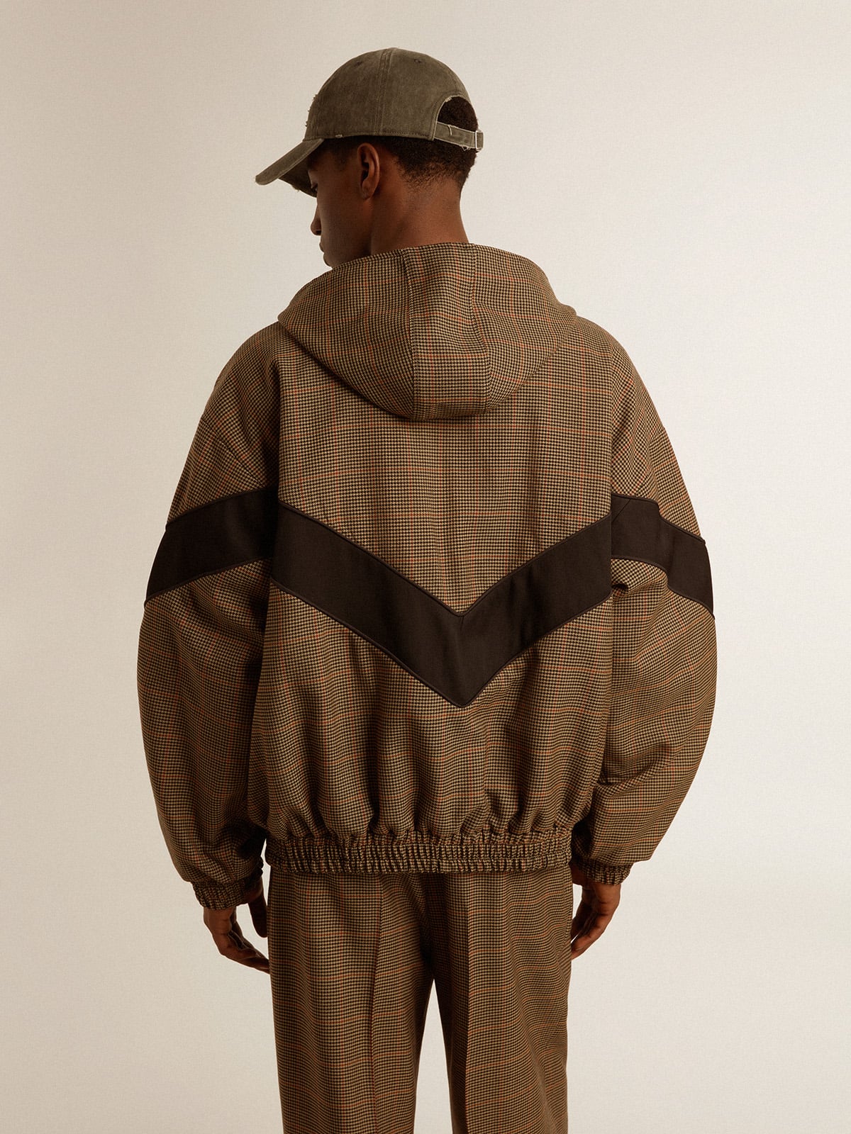 Golden Goose - Windcheater in beige and black houndstooth in 