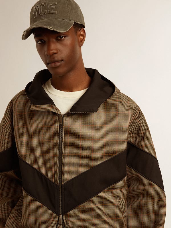 Golden Goose - Windcheater in beige and black houndstooth in 