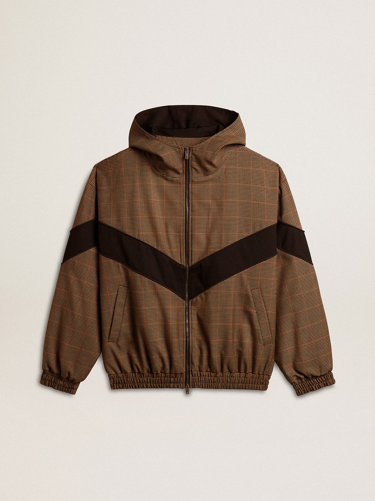 Golden Goose - Windcheater in beige and black houndstooth in 