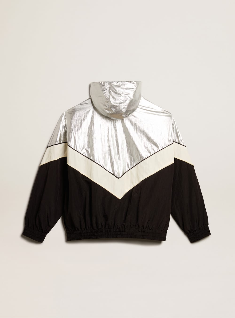 Golden Goose - Men's windcheater in silver and black technical fabric in 