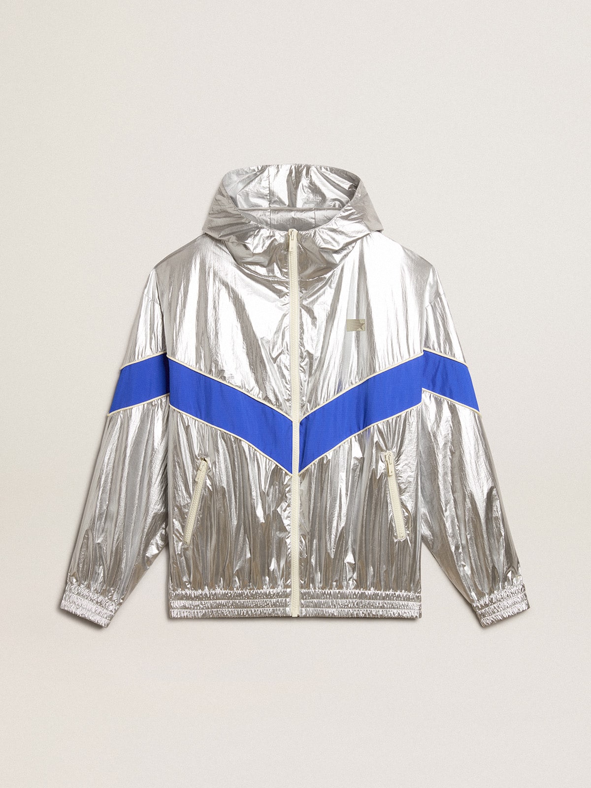 Golden Goose - Men's windcheater in silver technical fabric in 