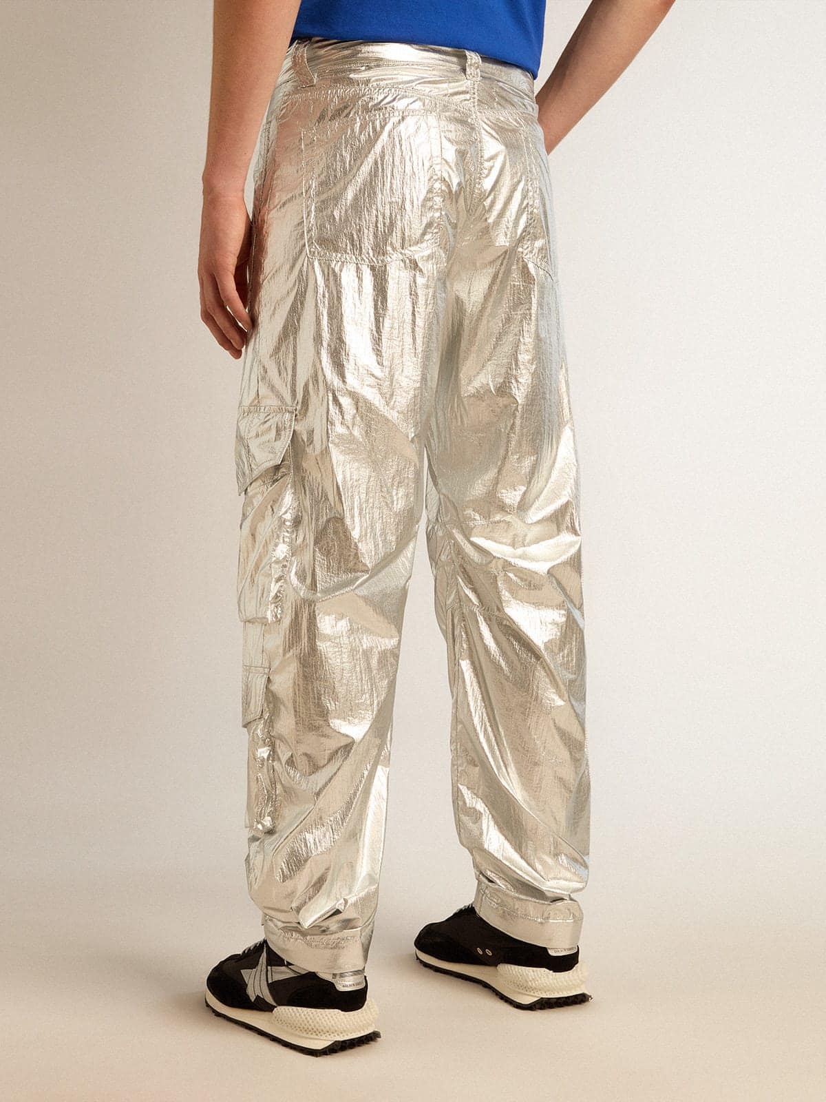 Golden Goose - Men's cargo pants in silver technical fabric in 