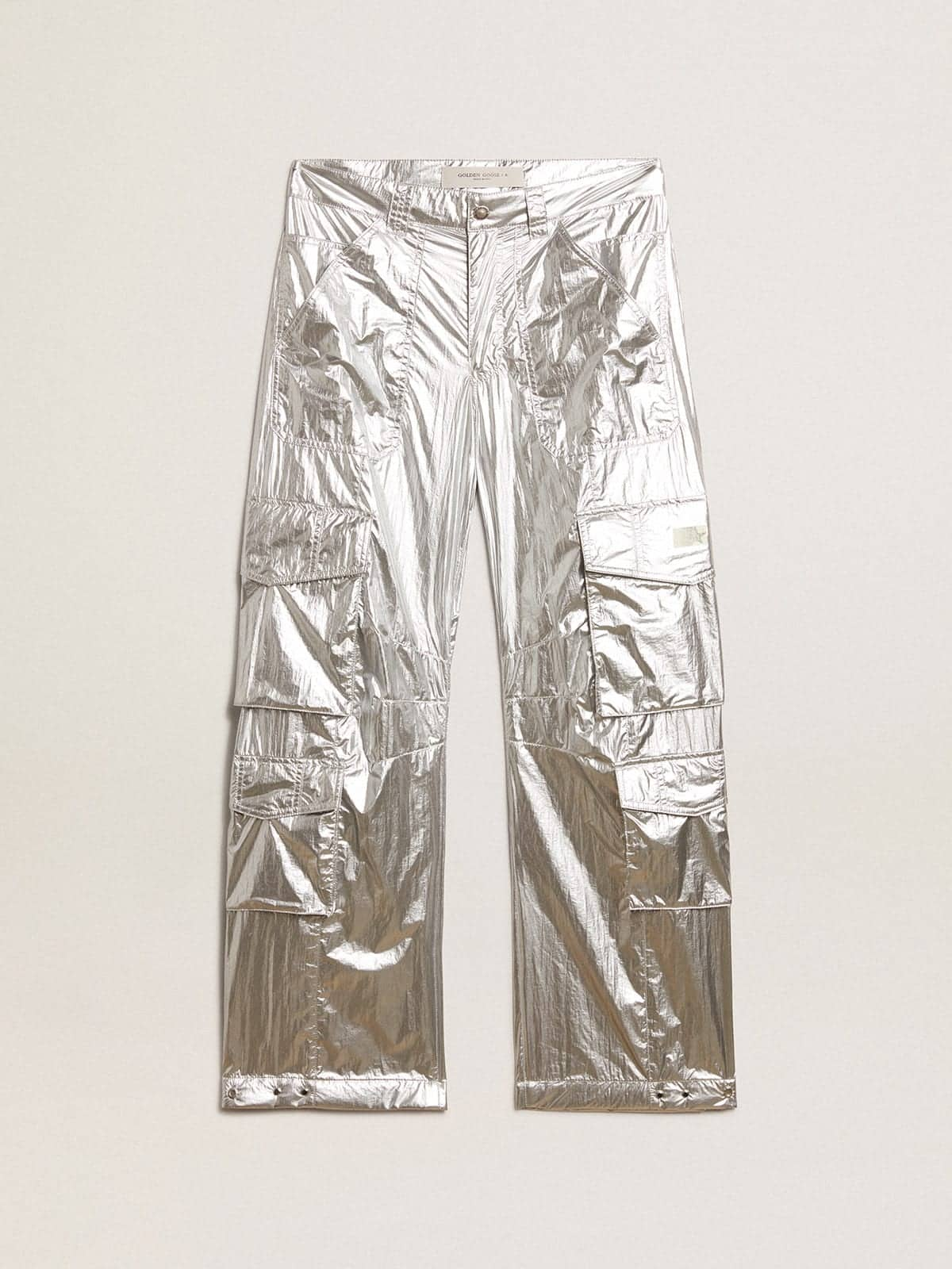 Golden Goose - Men's cargo pants in silver technical fabric in 