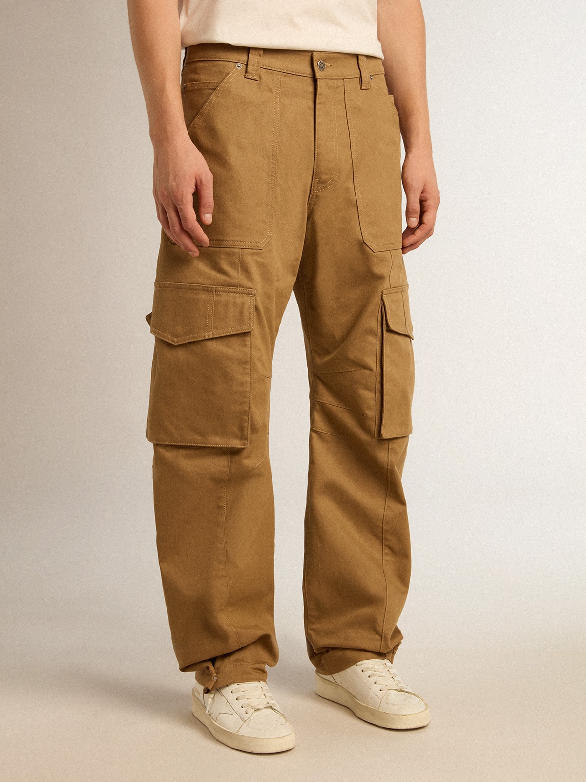 Golden Goose - Pantalón cargo color caqui beige in 