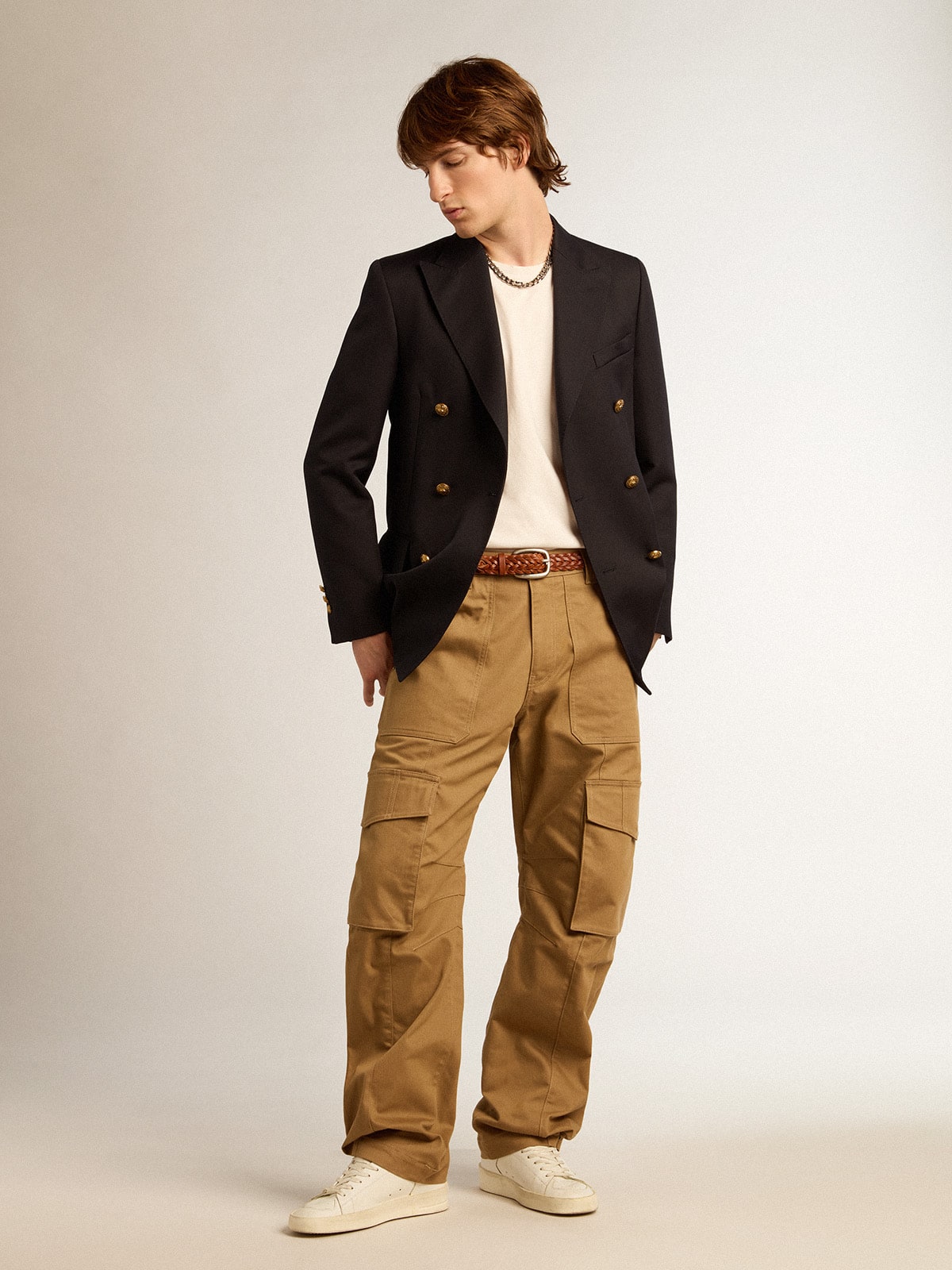 Golden Goose - Pantalón cargo color caqui beige in 