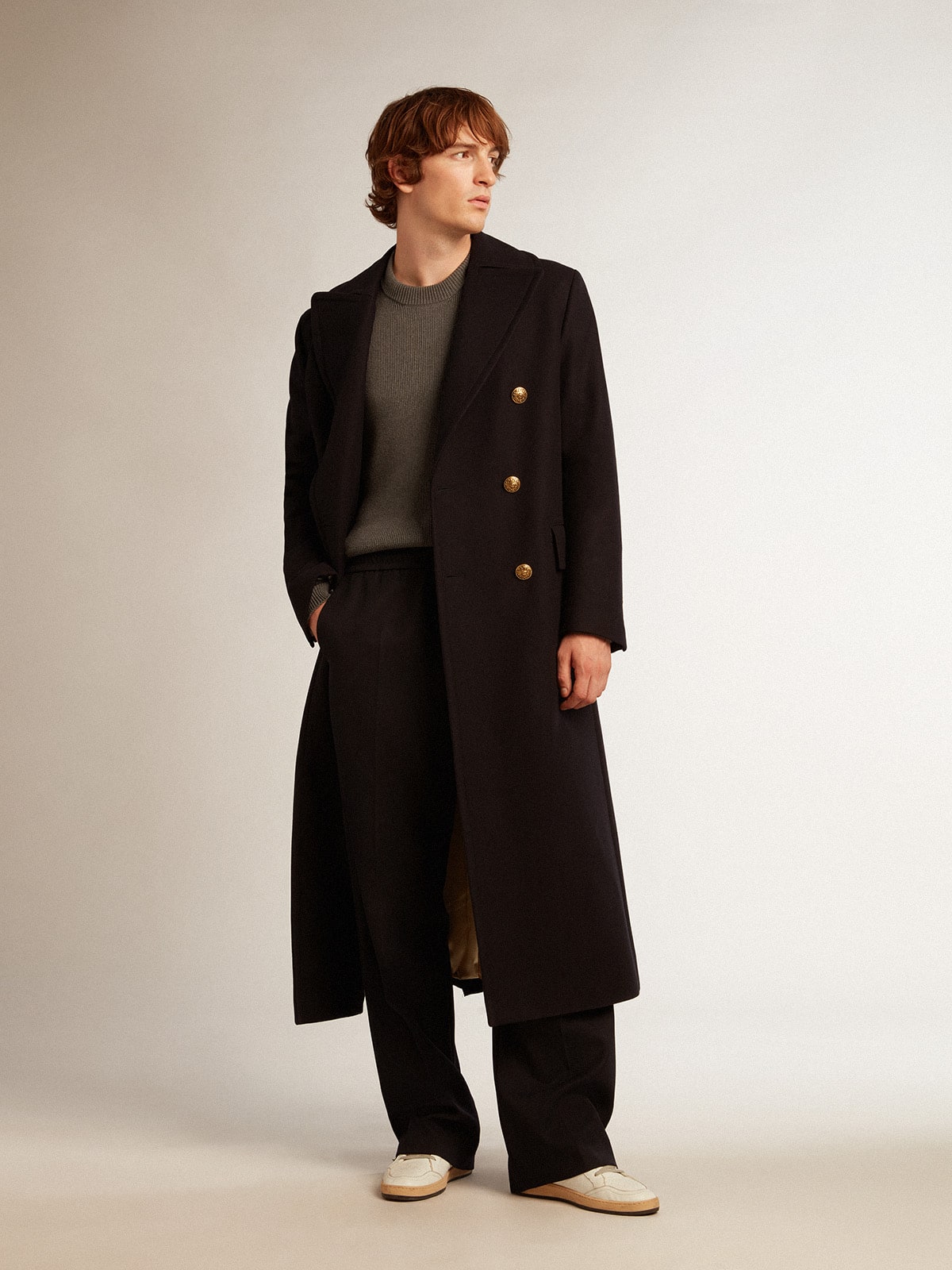 Golden Goose - Men’s joggers in dark blue wool in 