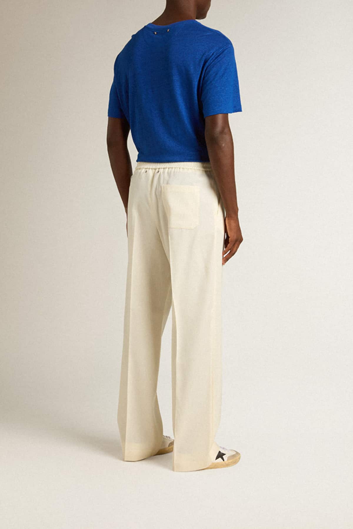 Golden Goose - Men’s aged white wool gabardine joggers in 