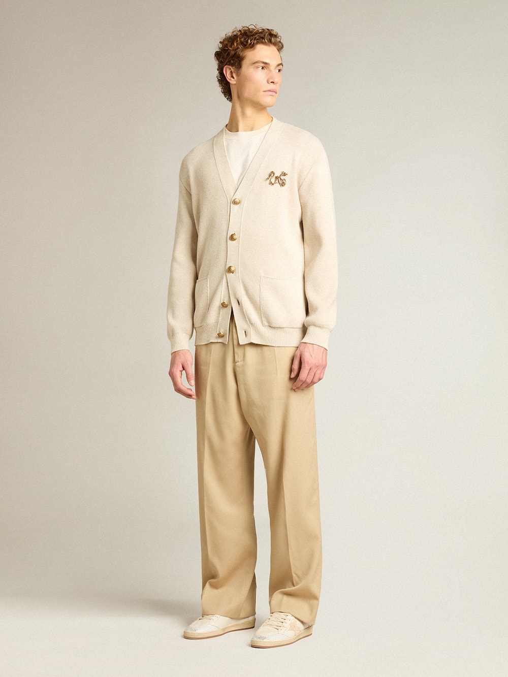 Golden Goose - Pantalon de jogging couleur sable pour homme avec poche à l’arrière in 