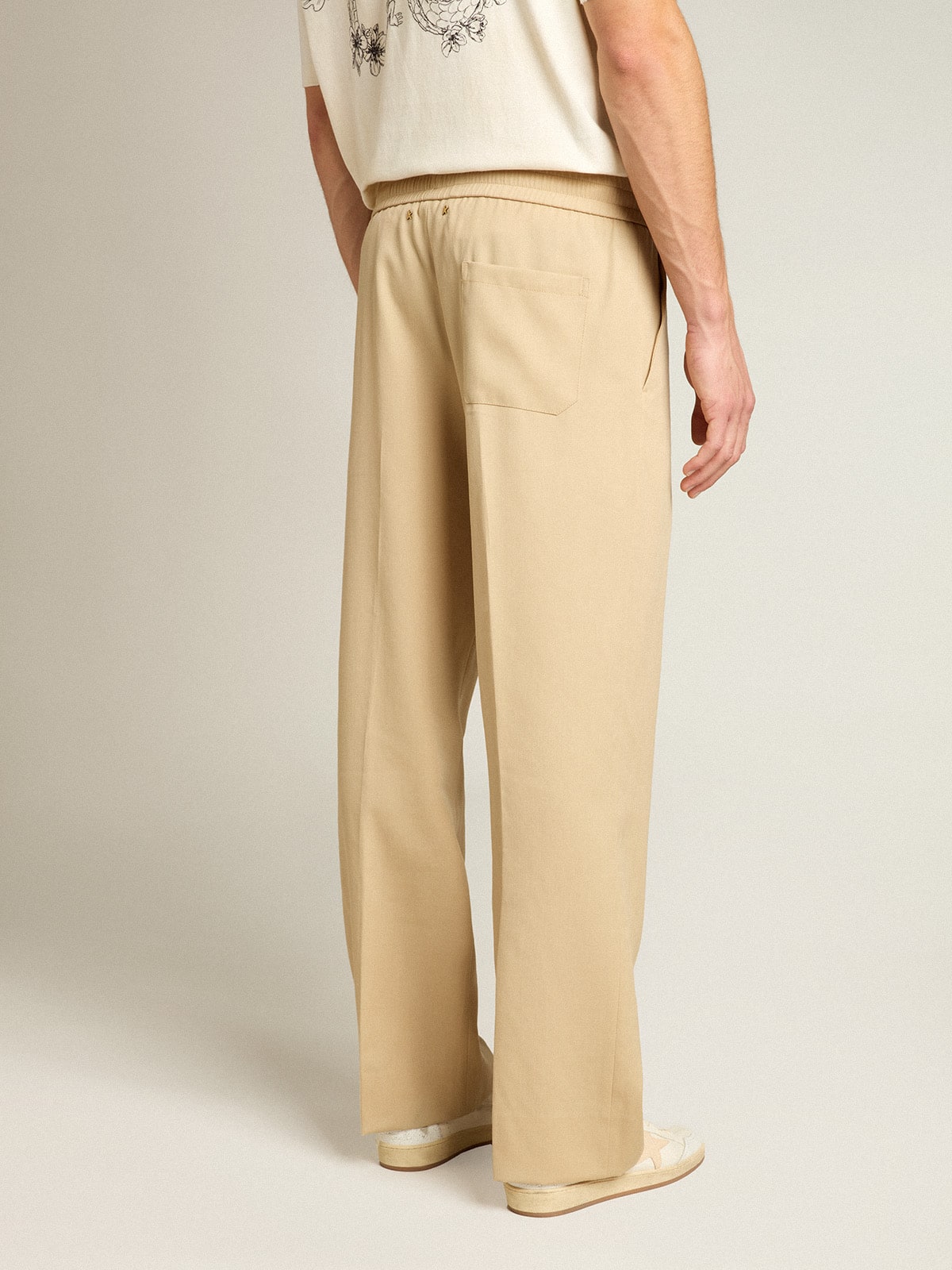 Golden Goose - Men’s sand-colored joggers with pocket on the back in 