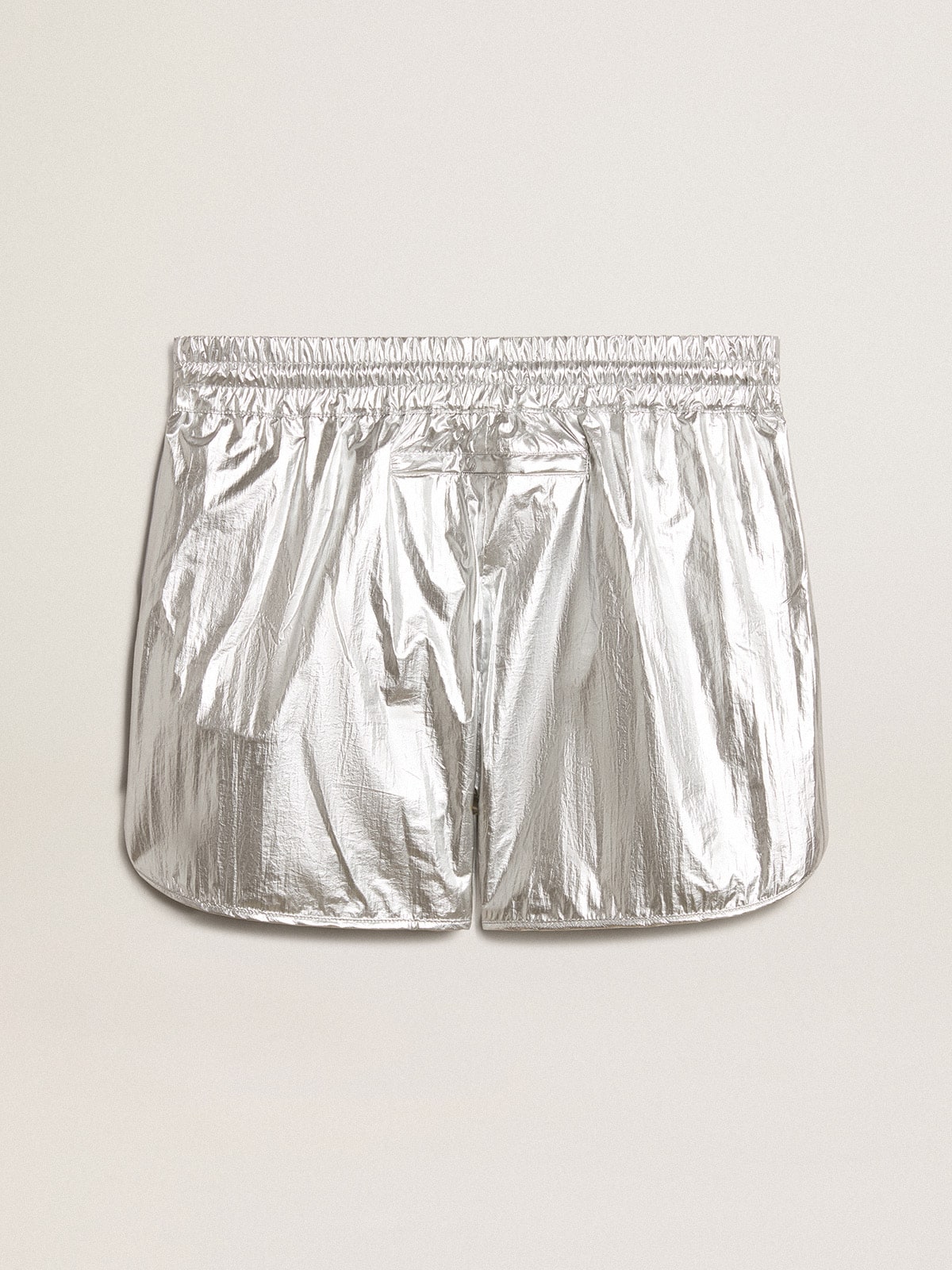 Men s running shorts in silver fabric Golden Goose