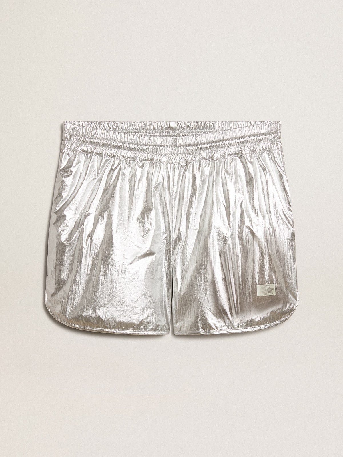 Golden Goose - Men's running shorts in silver fabric in 