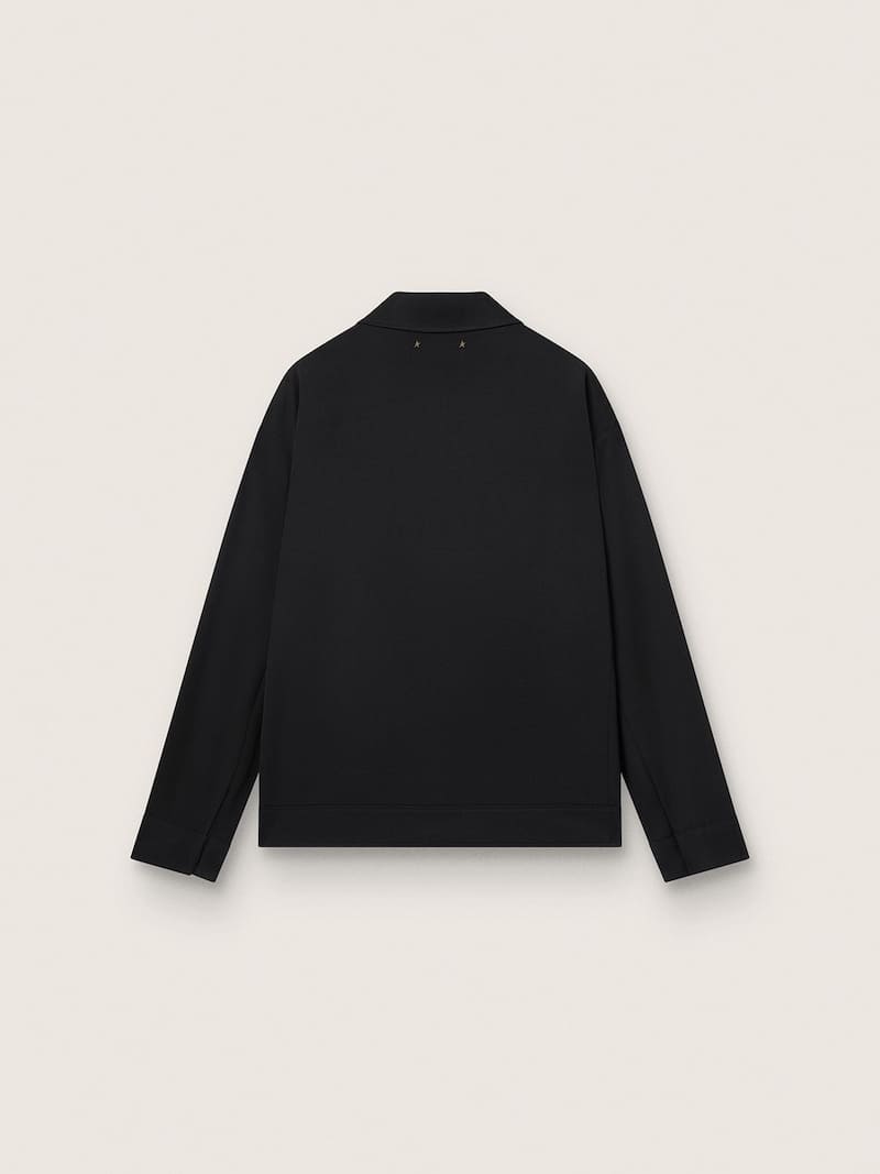 Golden Goose - Men&rsquo;s zip-up jacket in black wool gabardine in 