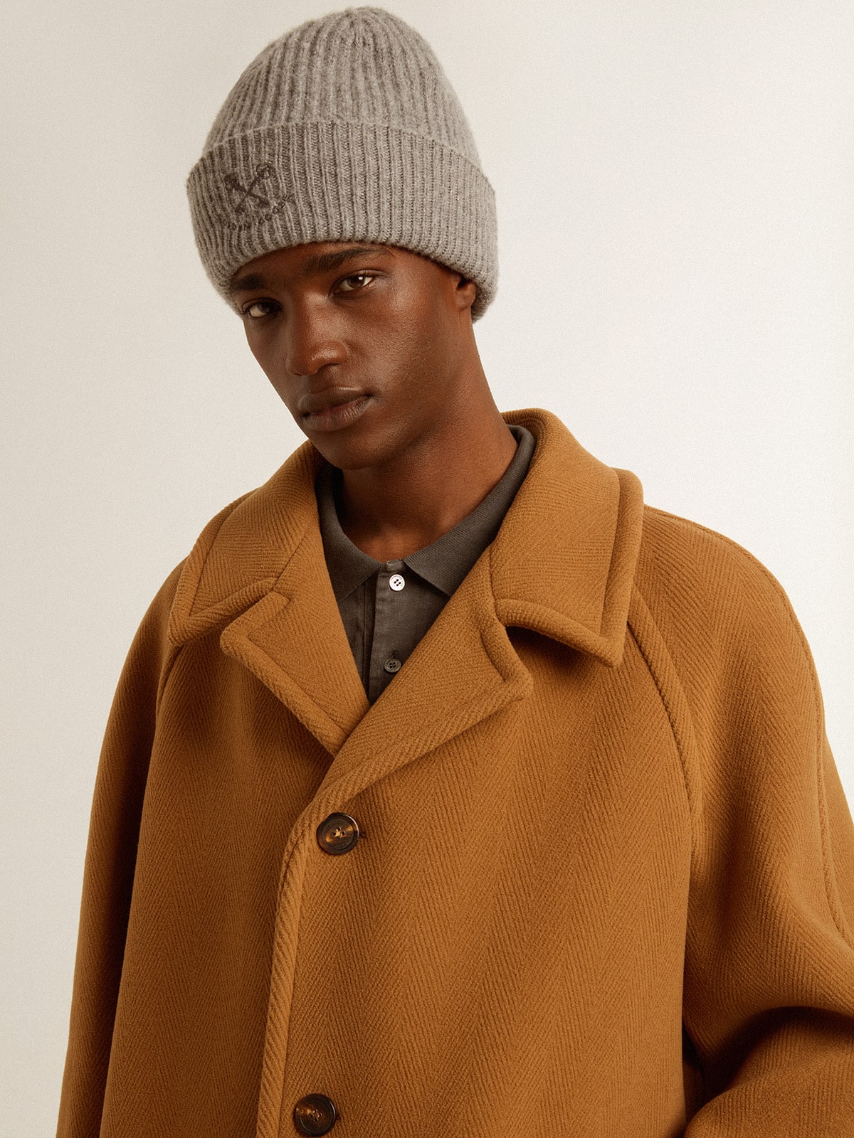 Golden Goose - Men's single-breasted coat in tobacco in 