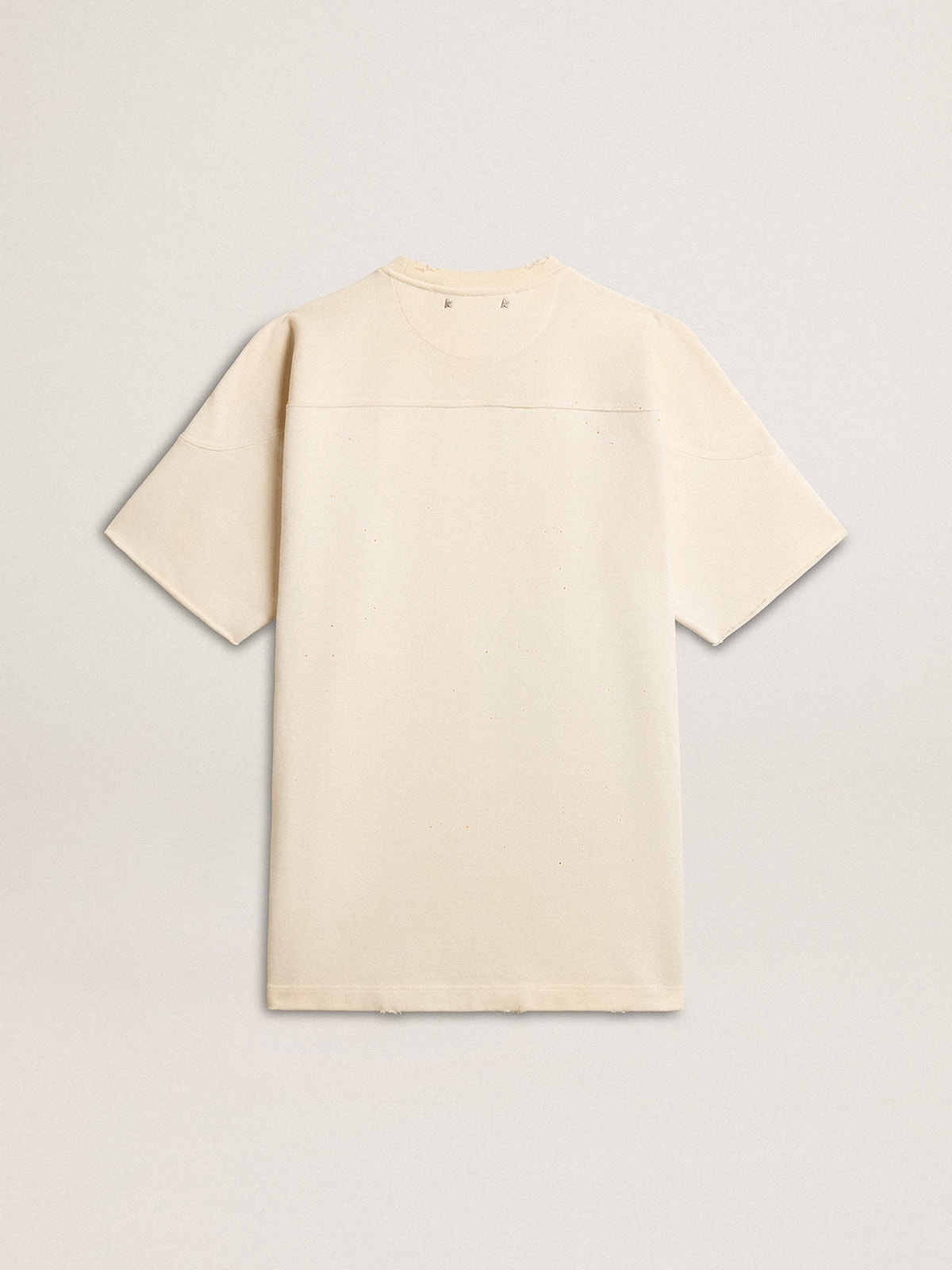 Golden Goose - T-shirt homme en coton blanc vintage avec bord franc sur le devant in 