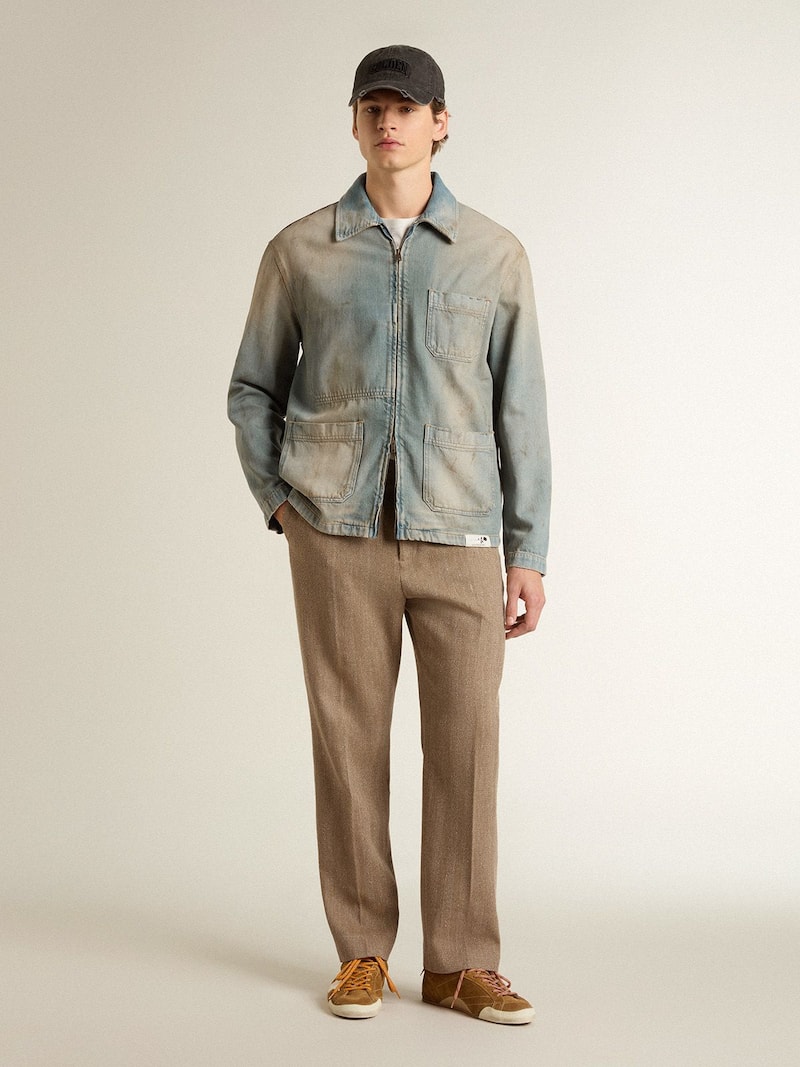 Golden Goose - Men's distressed-effect denim jacket with zip in 