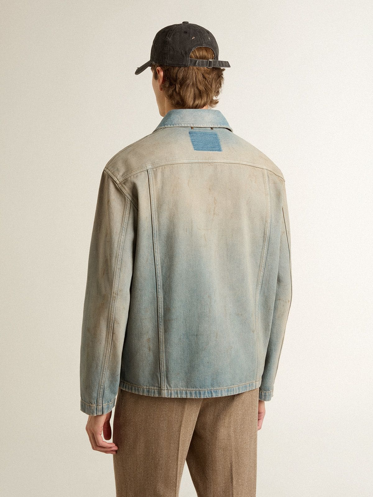 Golden Goose - Herren-Denimjacke in Distressed-Optik mit Reißverschluss in 