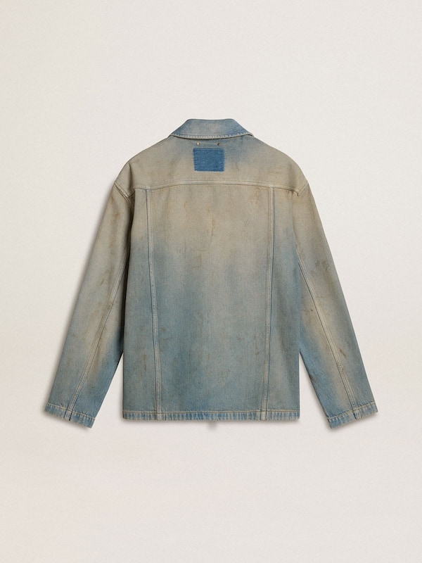 Golden Goose - Men's distressed-effect denim jacket with zip in 
