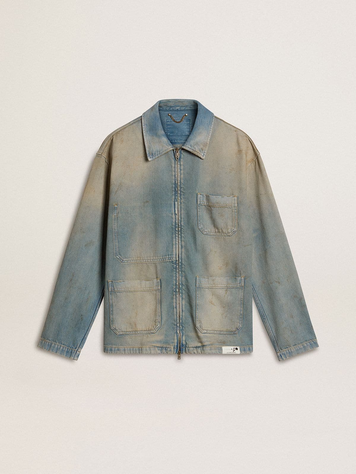 Golden Goose - Herren-Denimjacke in Distressed-Optik mit Reißverschluss in 