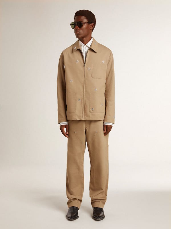 Golden Goose - Men's beige pants with patches  in 