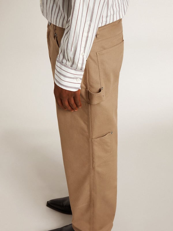 Golden Goose - Men's beige pants with patches  in 