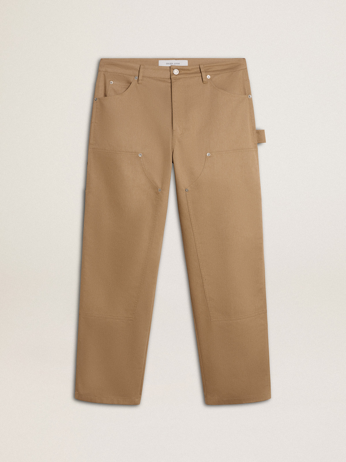 Pantalon beige pour homme avec patchs — Golden Goose