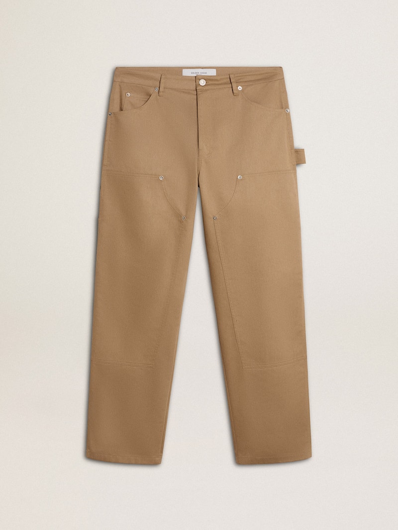 Pantalon beige pour homme avec patchs 