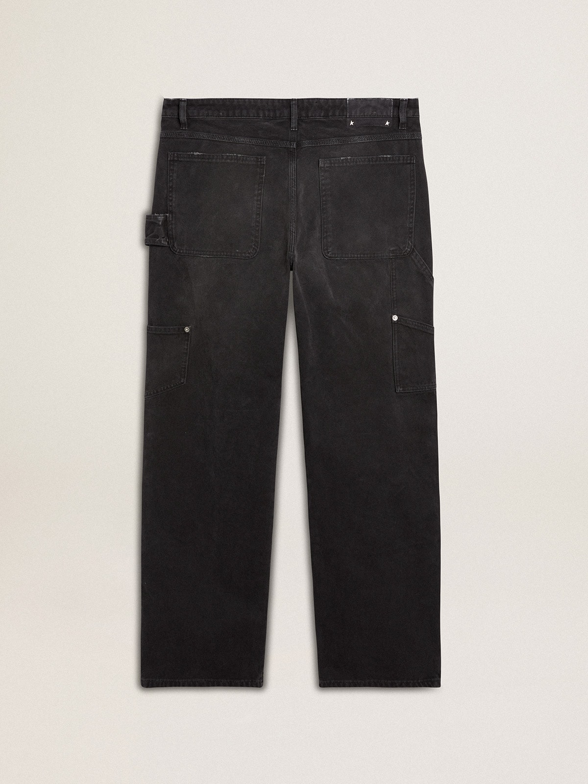 Golden Goose - Men's distressed black cotton jeans with front patches in 