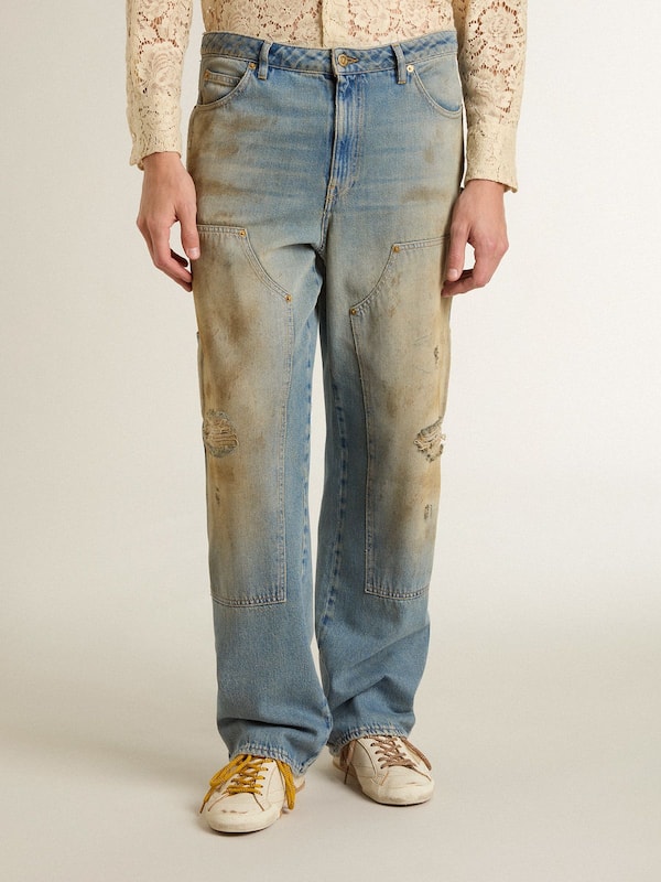 Golden Goose - Men's distressed sand-washed jeans in 