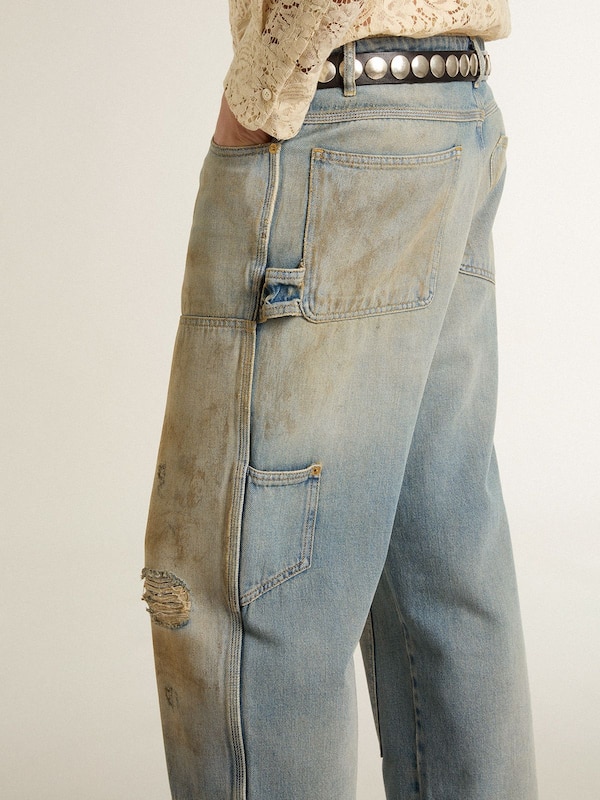 Golden Goose - Men's distressed sand-washed jeans in 