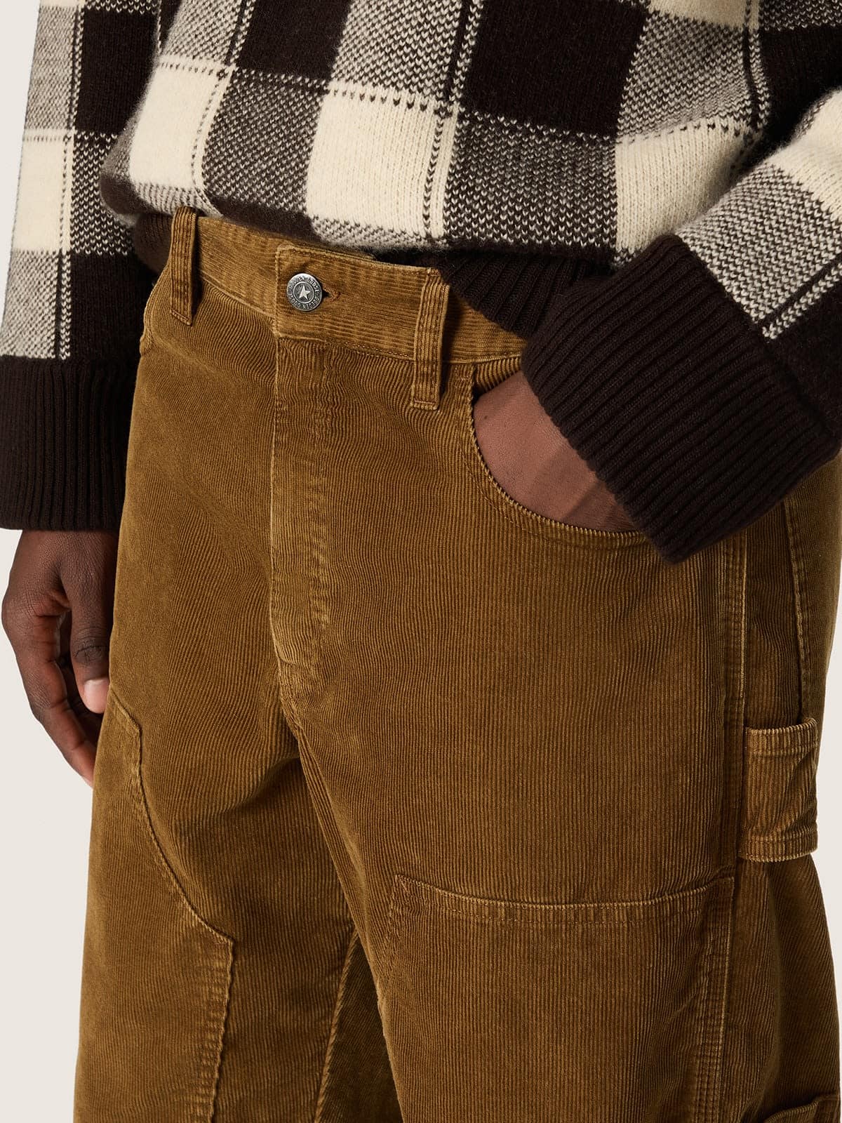 Golden Goose - Pantalon homme en velours c&ocirc;tel&eacute; ambre in 