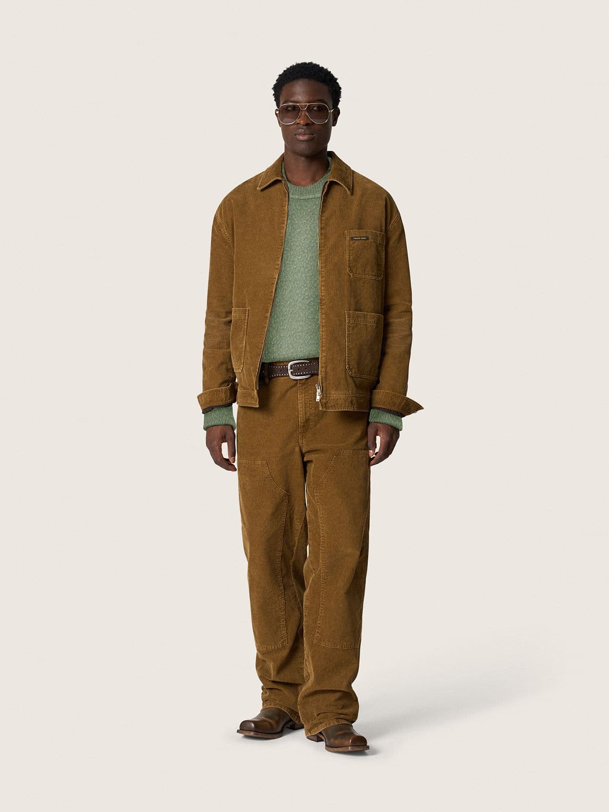 Golden Goose - Pantalon homme en velours c&ocirc;tel&eacute; ambre in 
