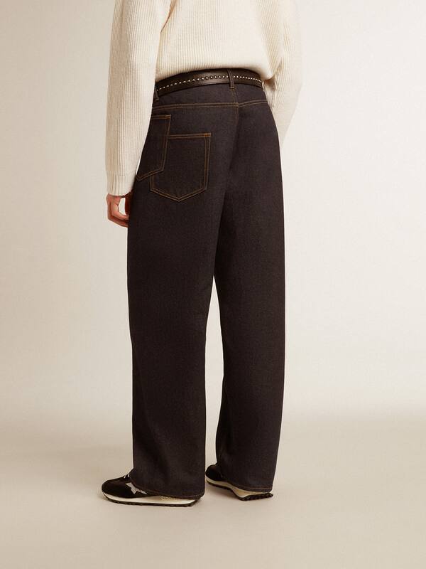 Golden Goose - Men’s dark blue wide-leg jeans in one-wash denim in 