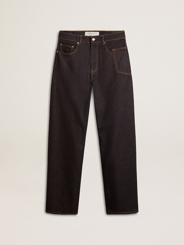 Golden Goose - Men’s dark blue wide-leg jeans in one-wash denim in 