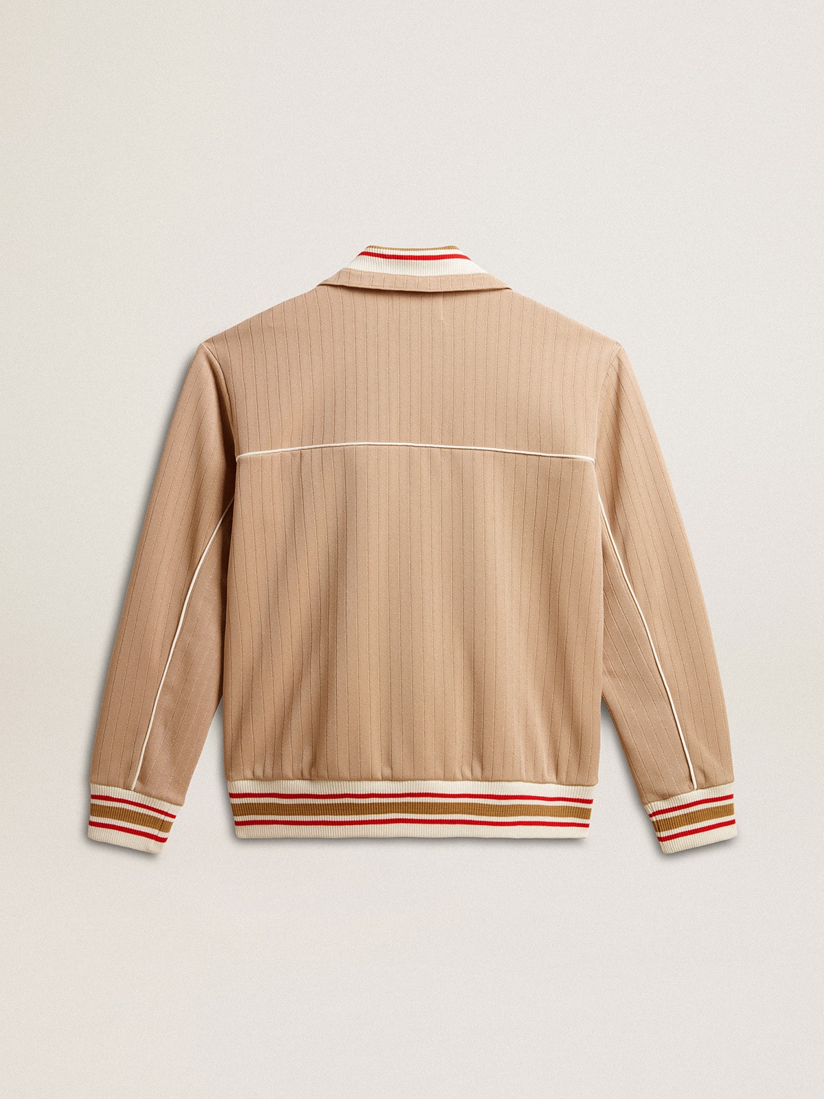 Golden Goose - Men’s light beige zipped sweatshirt with white logo in 