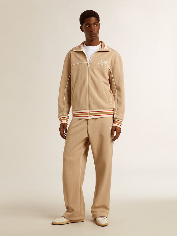 Golden Goose - Men’s light beige joggers with white logo in 