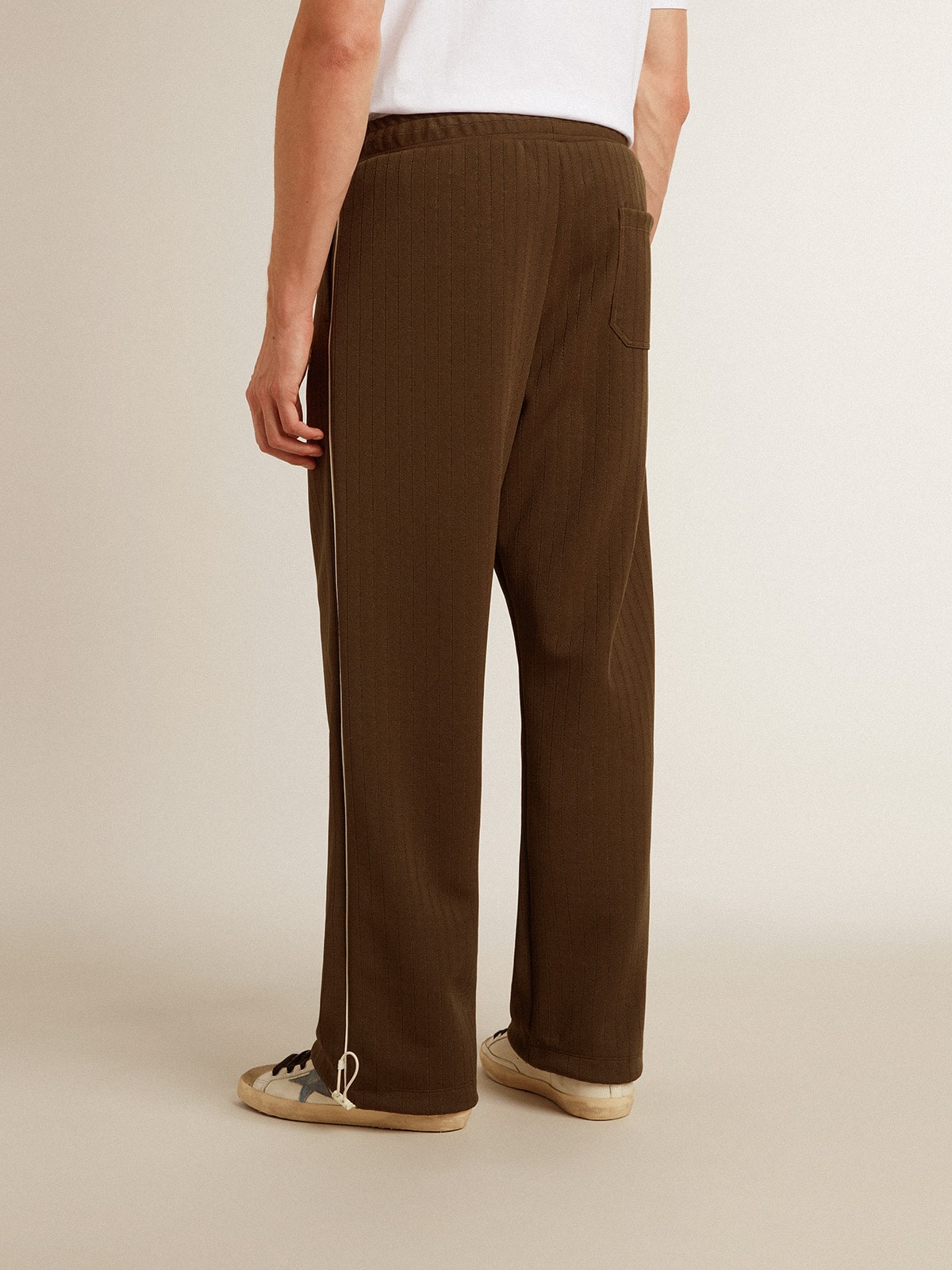 Golden Goose - Men’s military green joggers with white logo in 
