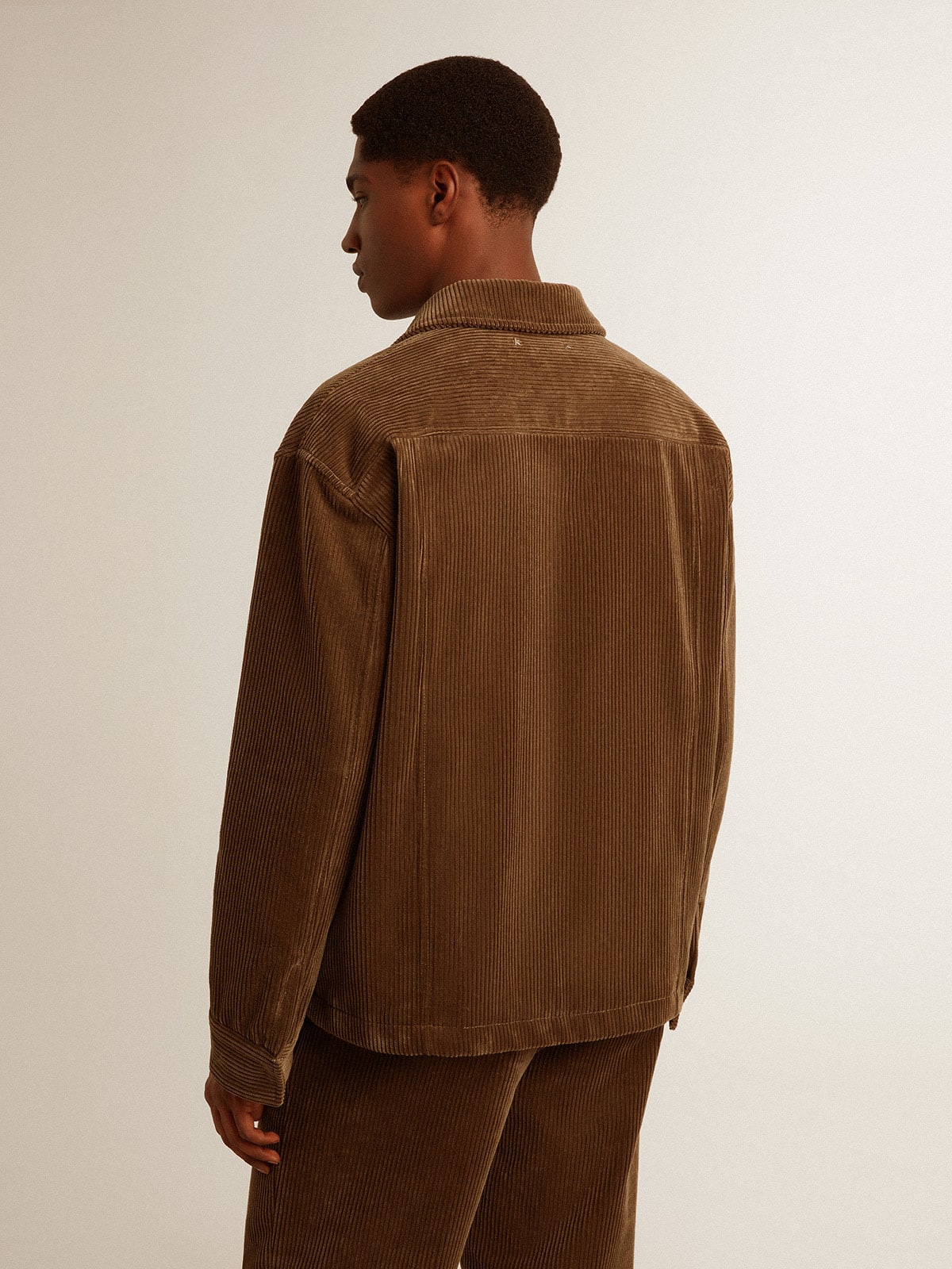 Golden Goose - Men's olive-green corduroy jacket in 