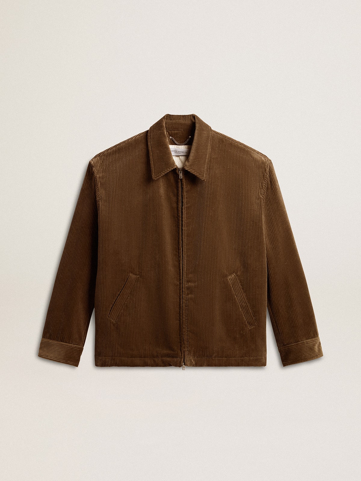 Golden Goose - Men's olive-green corduroy jacket in 