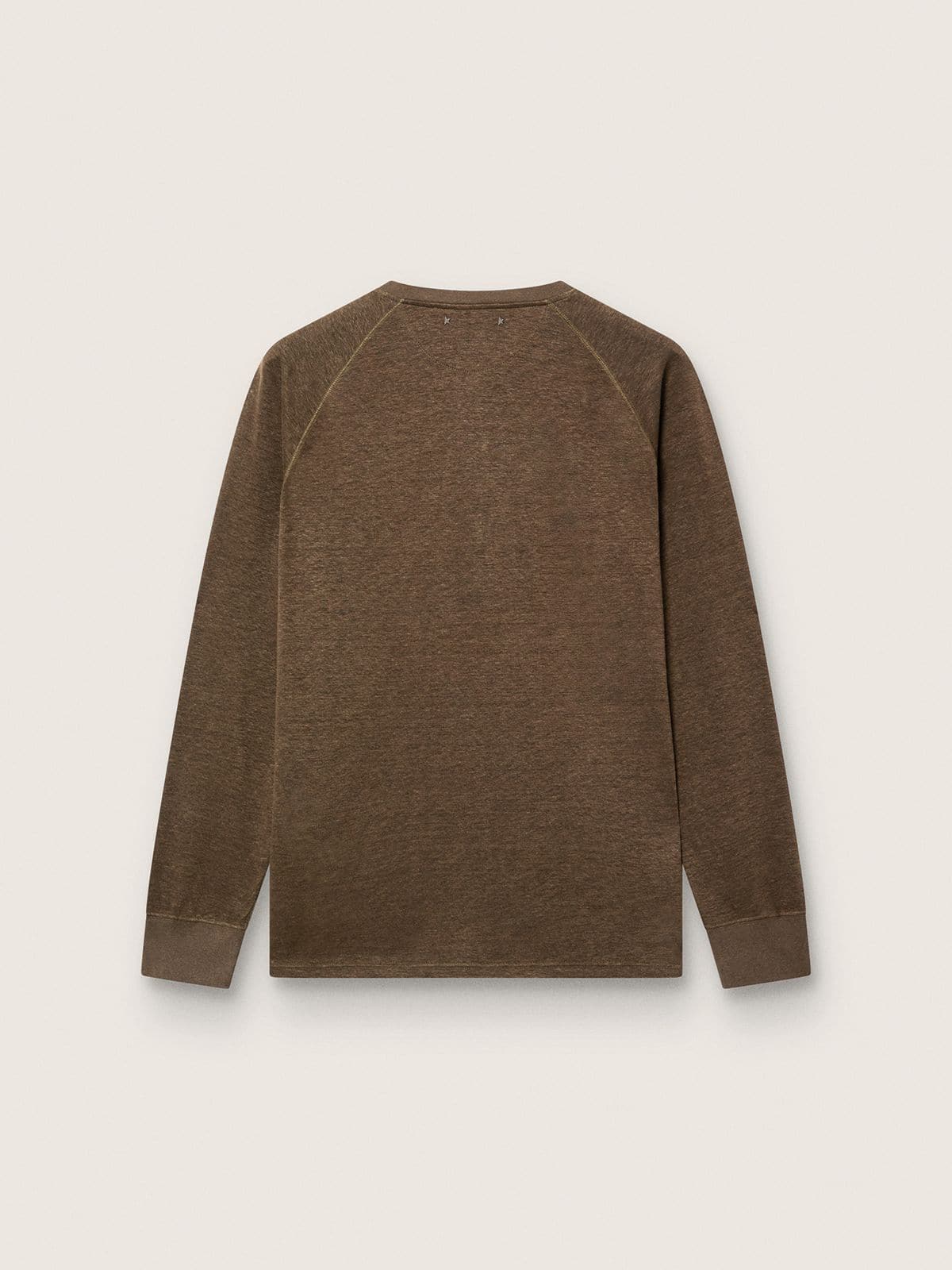 Golden Goose - Men's long-sleeved sweater in tortoiseshell-brown linen jersey in 