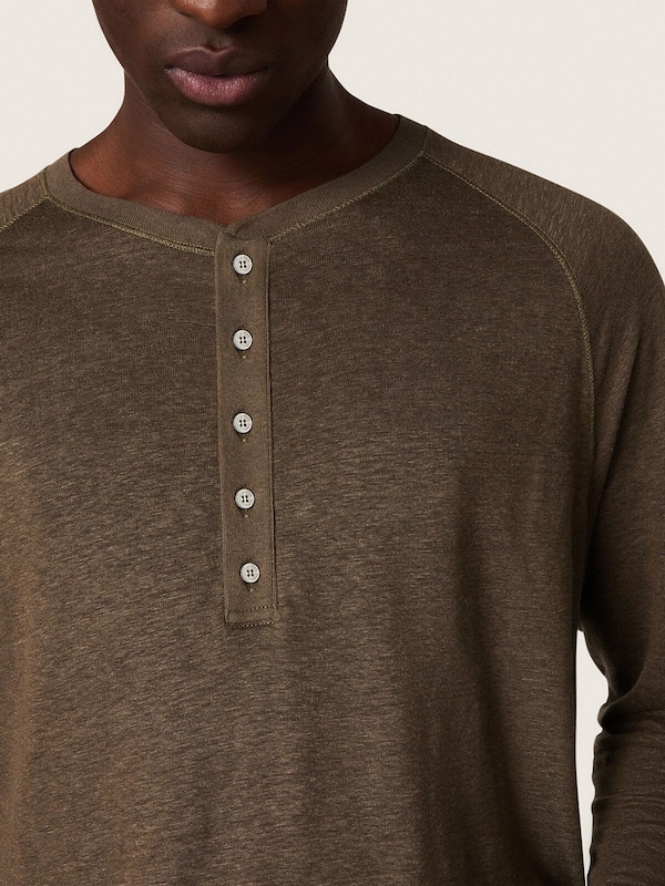 Golden Goose - Men's long-sleeved sweater in tortoiseshell-brown linen jersey in 