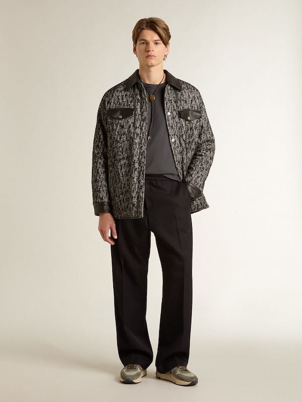 Men's T-shirt in anthracite-colored cotton with print on the chest