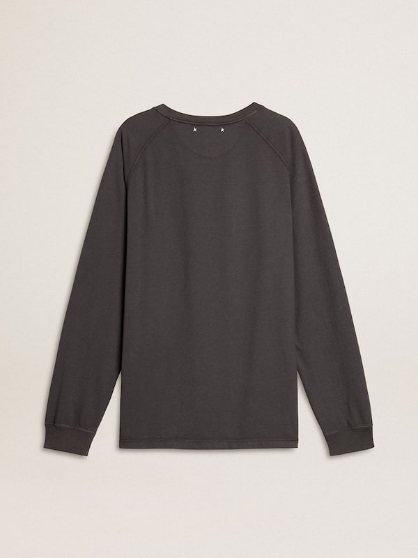 Golden Goose - Men's T-shirt in anthracite-colored cotton with print on the chest in 