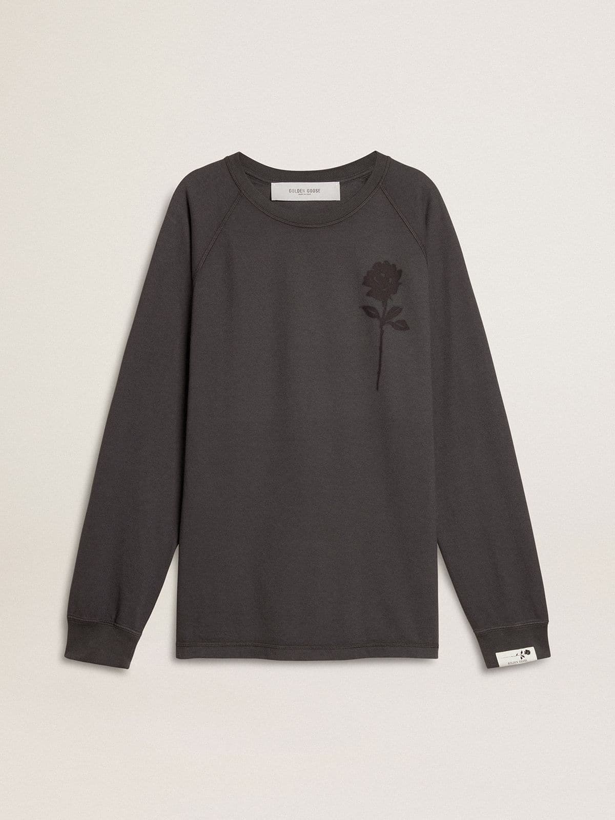 Golden Goose - Men's T-shirt in anthracite-colored cotton with print on the chest in 