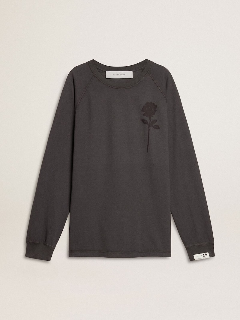 Camiseta de hombre en algodón color antracita con estampado en el corazón