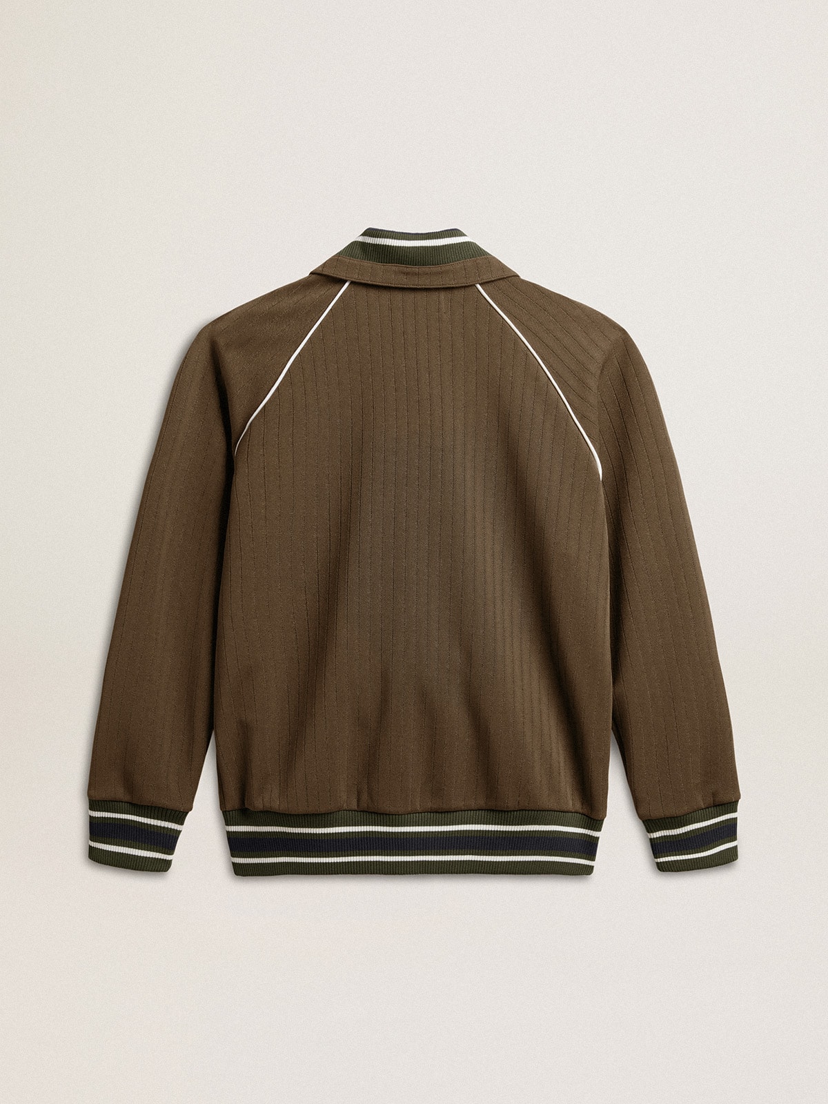 Golden Goose - Sweat-shirt vert militaire pour homme avec fermeture à glissière et logo blanc in 