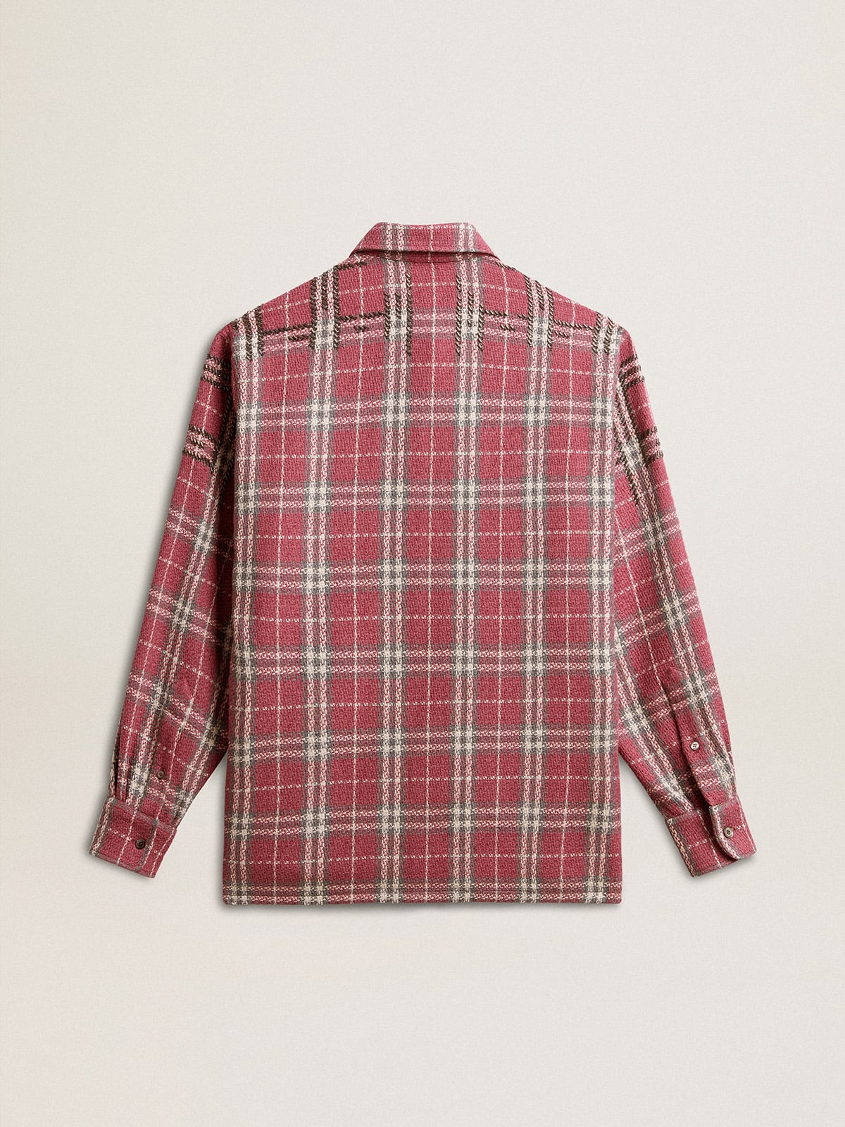 Golden Goose - Boxy fit shirt with pink, sand and gray check embroidery in 